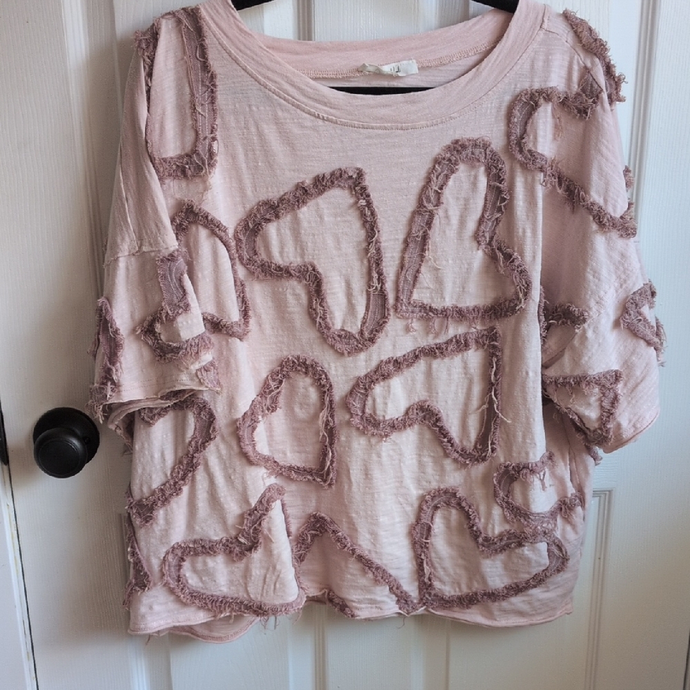 Oli & Hali Light Pink Heart-Embellished Tee